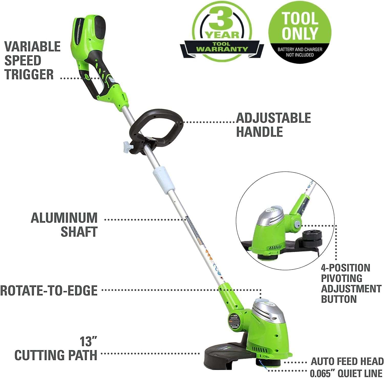 Greenworks 40V 21 Cordless Self-Propelled Lawn Mower, Axial Leaf Blower,13 String Trimmer,Cordless Hedge Trimmer - 4