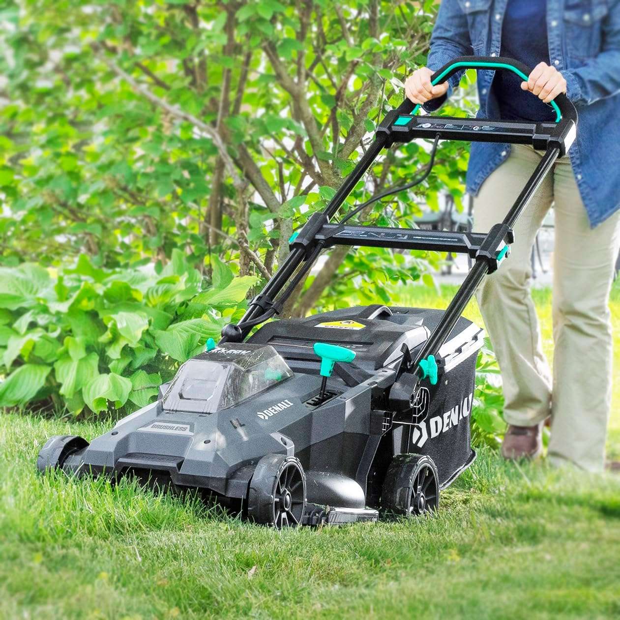 Amazon Brand - Denali by SKIL 2 x 20V (40V) Brushless 18-Inch Push Lawn Mower Kit, Includes Two 4.0 Ah Lithium Batteries & Dual Port Charger - 6