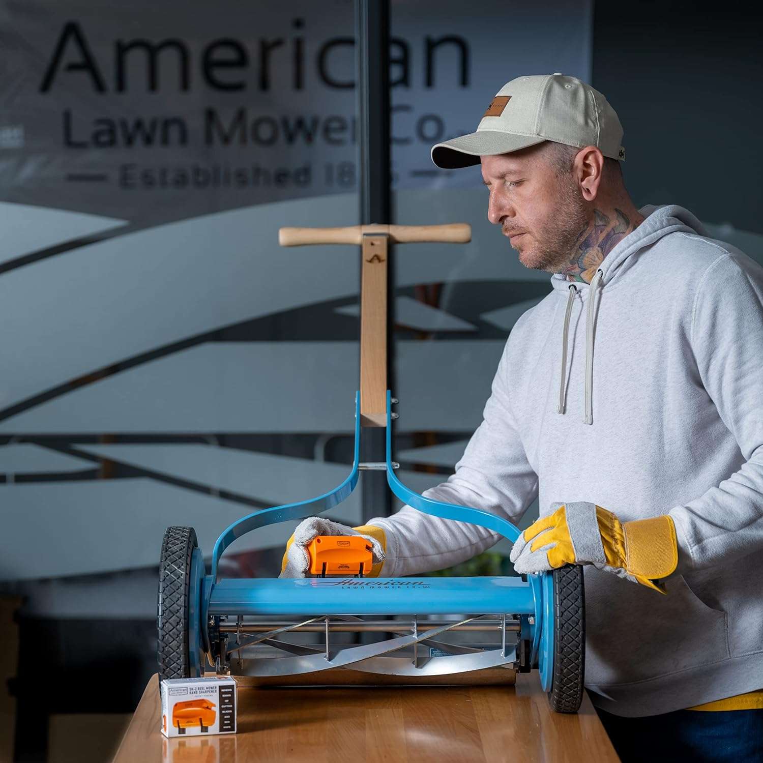 American Lawn Mower Co. SK-2 Reel Lawn Mower Hand Sharpener for Great States, American Lawn Mower, Scotts, and Earthwise Reel Mowers, Orange - 7