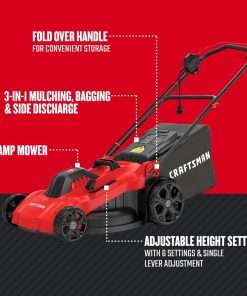 CRAFTSMAN Electric Lawn Mower, 20-Inch, Corded, 13-Ah (CMEMW213), Red - 2