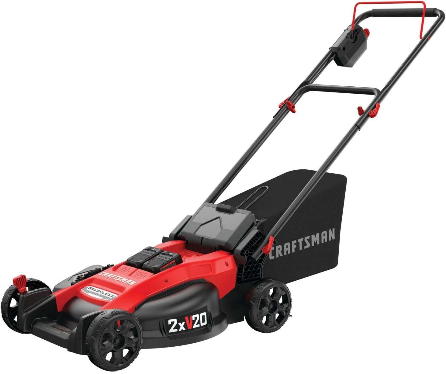 CRAFTSMAN V20 Lawn Mower, Push Mower, Lightweight and Portable, Grass Bag, Battery and Charger Included (CMCMW220P2) - 1