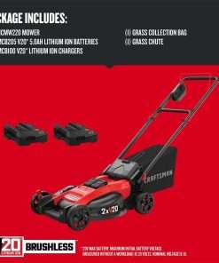 CRAFTSMAN V20 Lawn Mower, Push Mower, Lightweight and Portable, Grass Bag, Battery and Charger Included (CMCMW220P2) - 3
