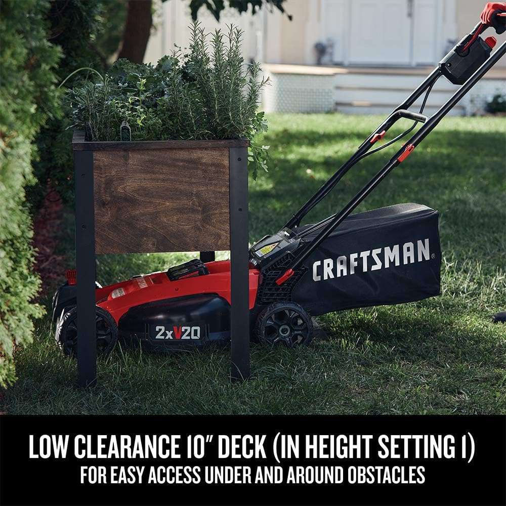 CRAFTSMAN V20 Lawn Mower, Push Mower, Lightweight and Portable, Grass Bag, Battery and Charger Included (CMCMW220P2) - 6