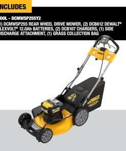 DEWALT 20V MAX Lawn Mower, Cordless, Rear Wheel Drive, Self-Propelled with Batteries & Charger (DCMWSP255Y2) - 2