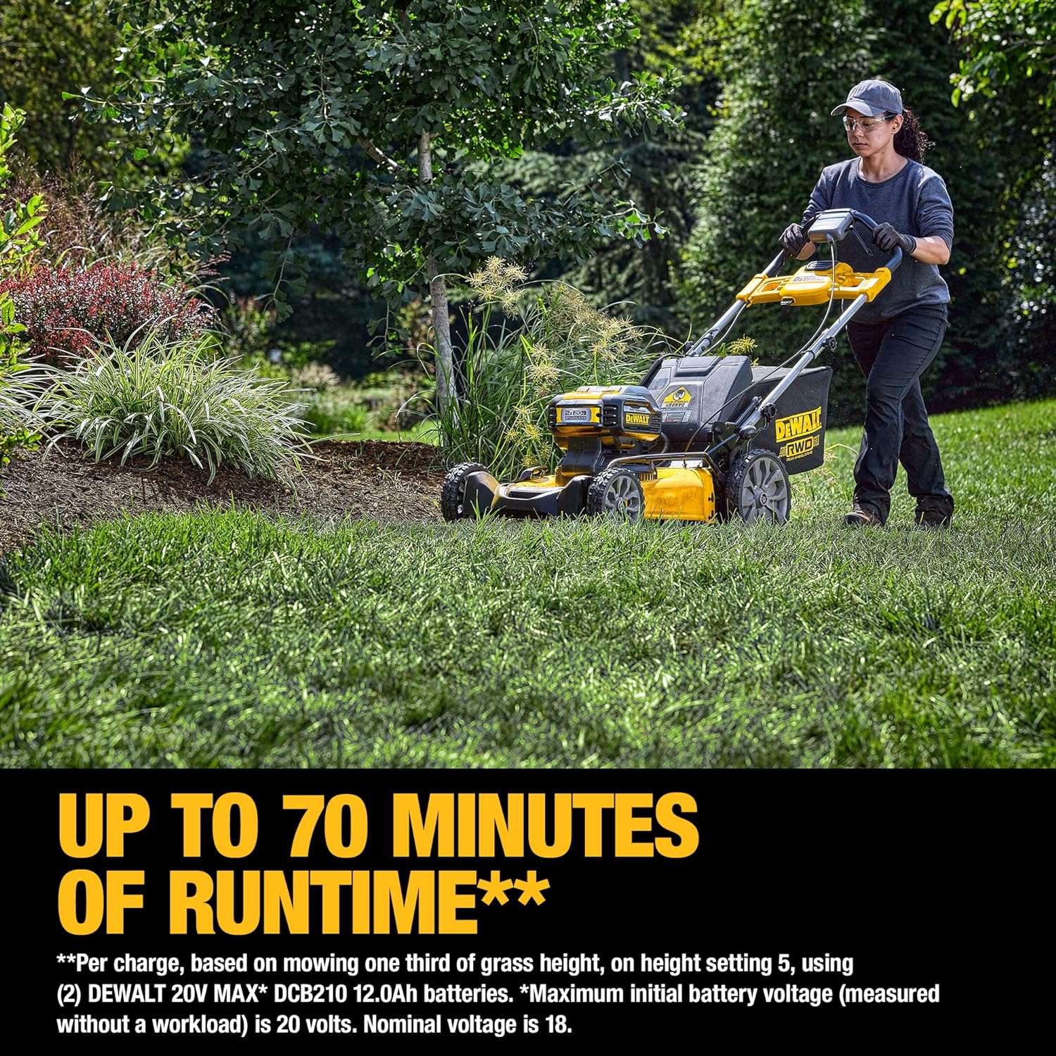 DEWALT 20V MAX Lawn Mower, Cordless, Rear Wheel Drive, Self-Propelled with Batteries & Charger (DCMWSP255Y2) - 7