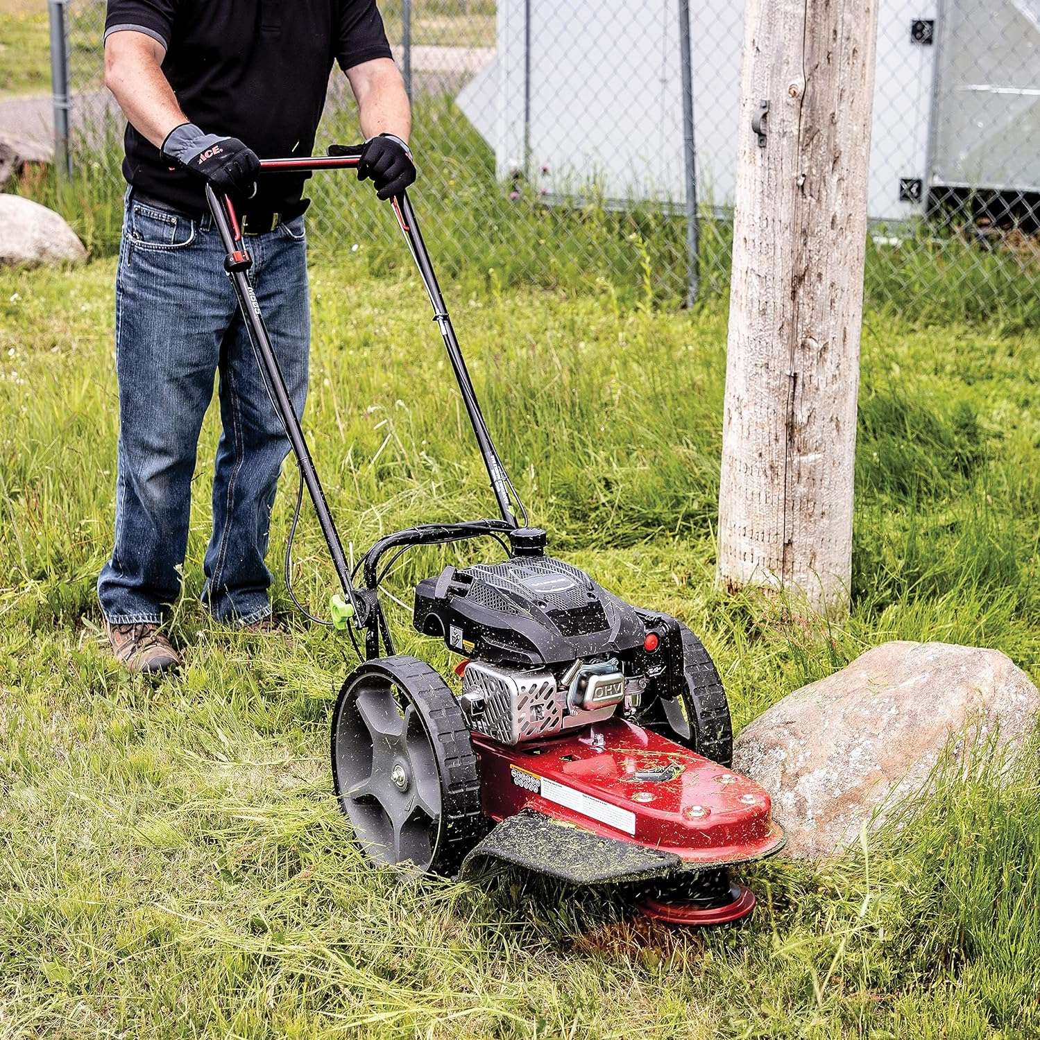 Earthquake Walk Behind String Mower With 160cc Viper 4-Cycle Engine, 22” Cutting Diameter, 14” Never-Go-Flat Wheels, Easy Assembly - 4