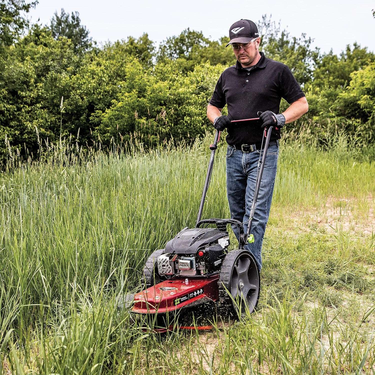 Earthquake Walk Behind String Mower With 160cc Viper 4-Cycle Engine, 22” Cutting Diameter, 14” Never-Go-Flat Wheels, Easy Assembly - 6