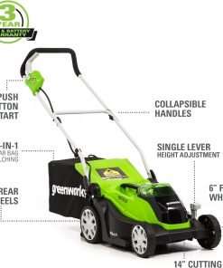 Greenworks 40V 14-Inch Cordless Lawn Mower - Axial Blower Combo Kit, 4.0Ah USB Battery (USB Hub) and Charger, CK40B410 - 2