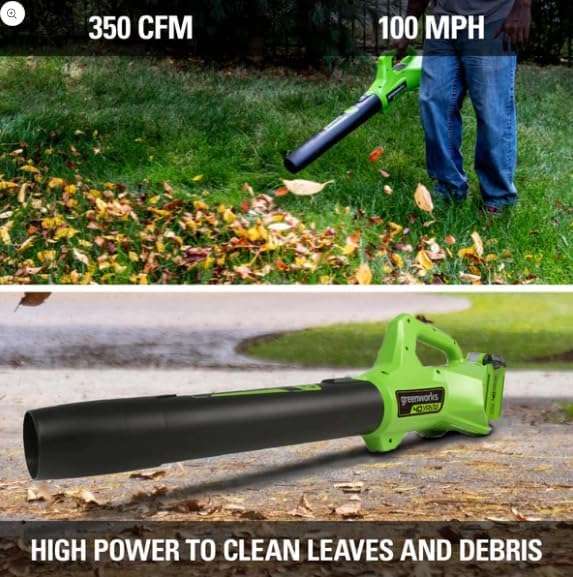 Greenworks 40V 14-Inch Cordless Lawn Mower - Axial Blower Combo Kit, 4.0Ah USB Battery (USB Hub) and Charger, CK40B410 - 4