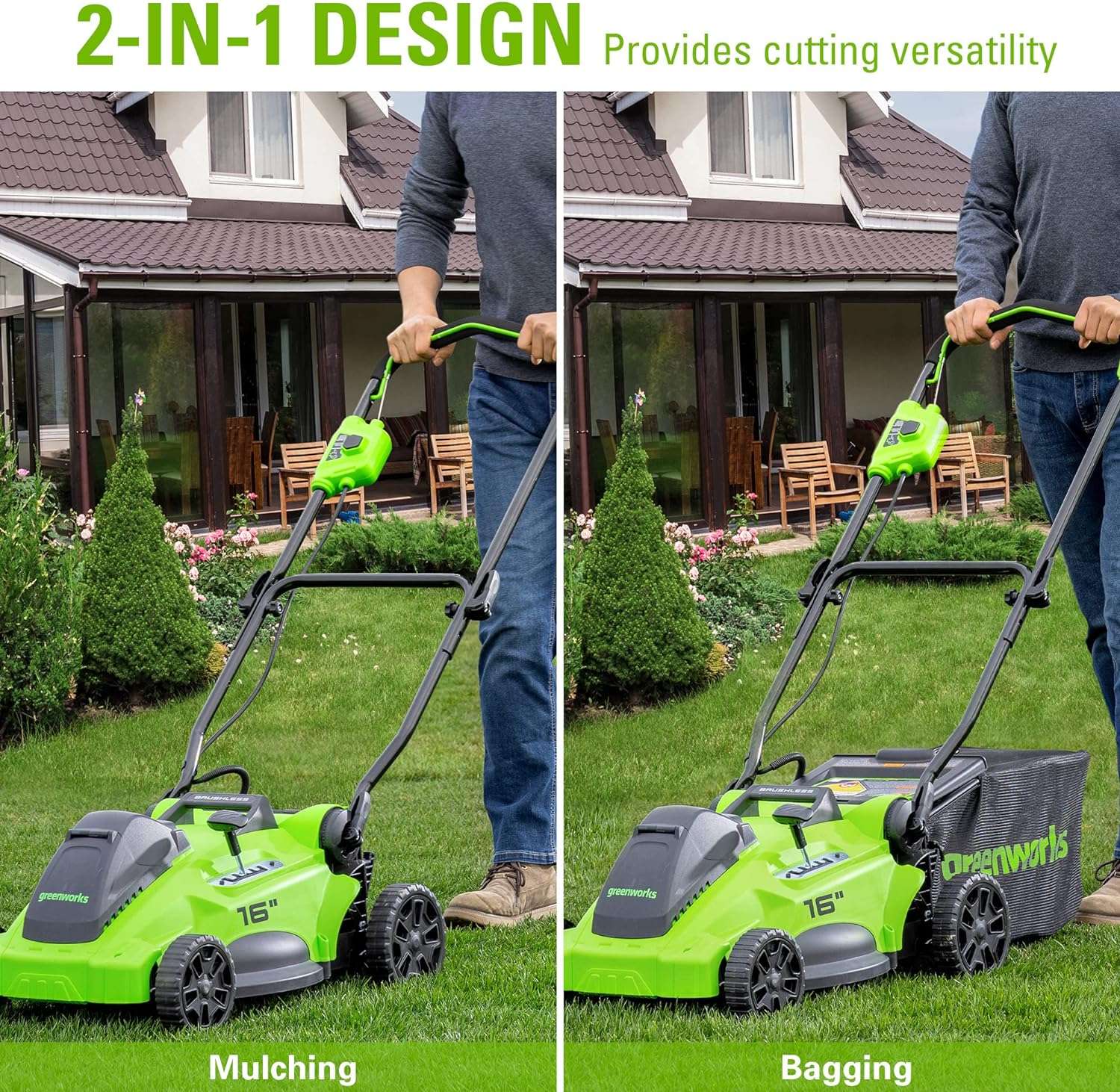 Greenworks 40V 16 Brushless Cordless (Push) Lawn Mower + Blower (350 CFM), 4.0Ah Battery and Charger Included (75+ Compatible Tools) - 7