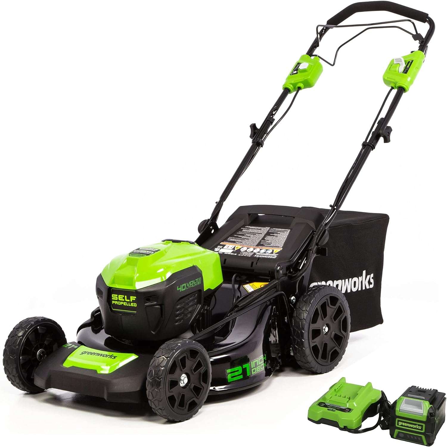 Greenworks 40V 21 Brushless Cordless (Self-Propelled) Lawn Mower (75+ Compatible Tools), 5.0Ah Battery and Charger Included - 1