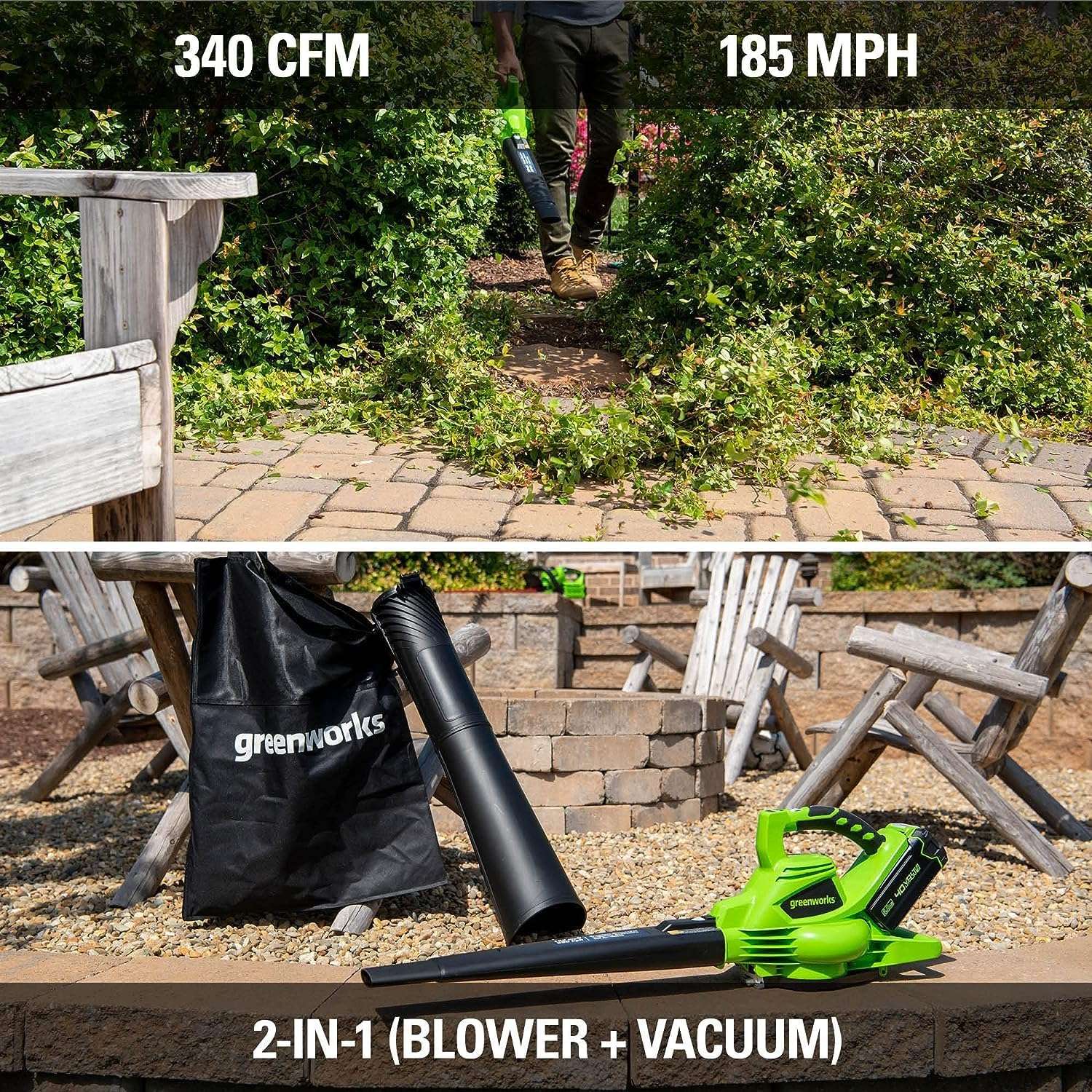 Greenworks 40V 21 Cordless Self-Propelled Lawn Mower,Leaf Blower-Vac,13 String Trimmer,Combo Kit w- (1) 5Ah (1)2AH Battery, (2) 2A Chargers - 6