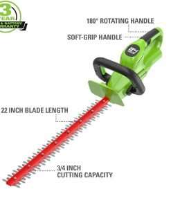 Greenworks 48V (2x24V) 19 Brushless Push Lawn Mower,2.0Ah Axial Blower (90 MPH-320)，10 String Trimmer，22 Rotating Handle Hedge Trimmer - 4