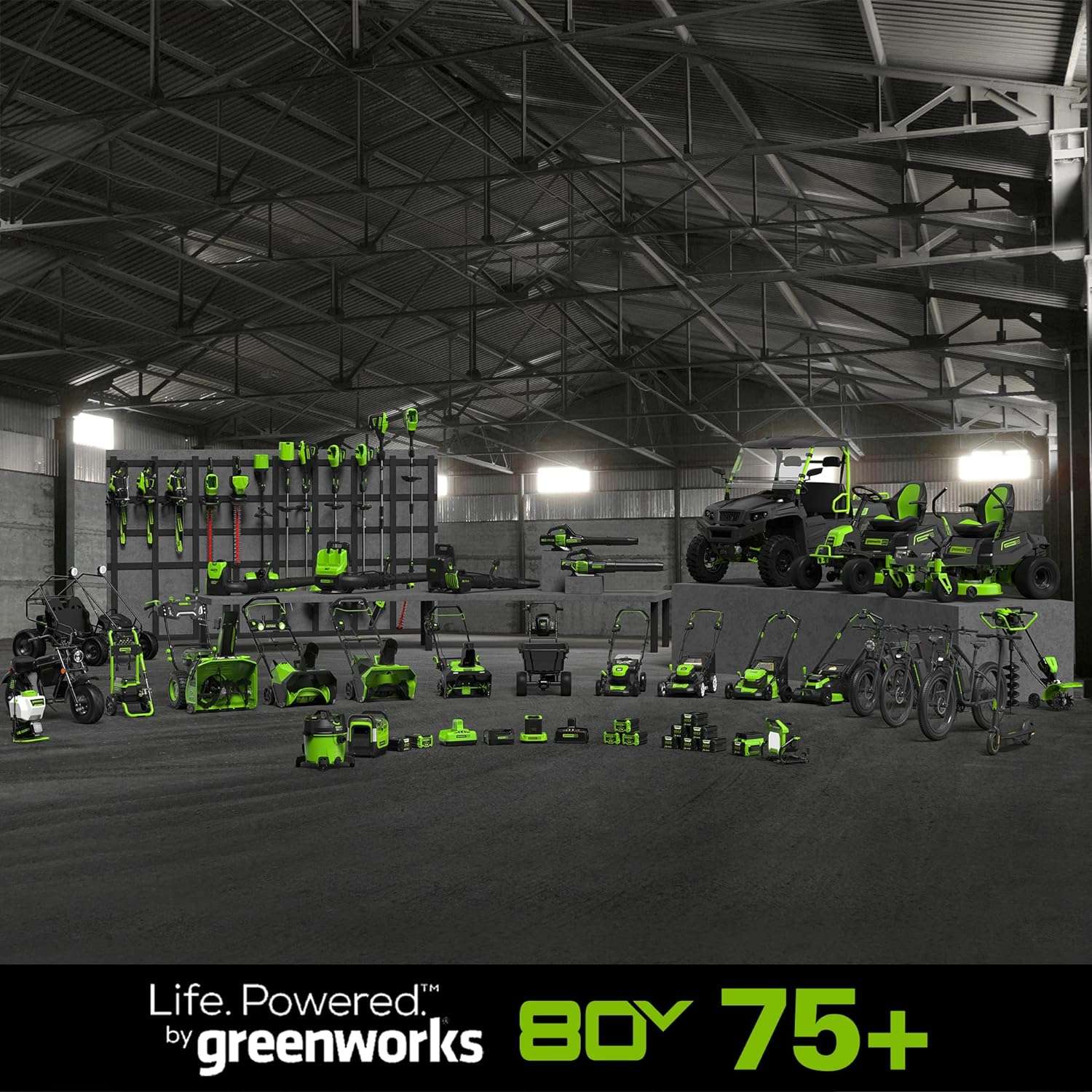 Greenworks 80V 21” Brushless (Self-Propelled) Cordless Electric Lawn Mower + (580 CFM) Axial Leaf Blower (75+ Compatible Tools), 4.0Ah Battery - 10
