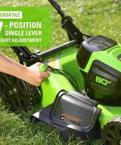 Greenworks 80V 21” Brushless (Self-Propelled) Cordless Electric Lawn Mower + (580 CFM) Axial Leaf Blower (75+ Compatible Tools), 4.0Ah Battery - 2