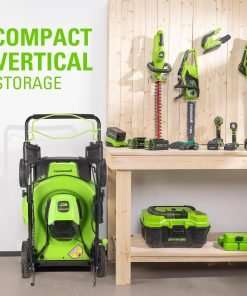 Greenworks 80V 21” Brushless (Self-Propelled) Cordless Electric Lawn Mower + (580 CFM) Axial Leaf Blower (75+ Compatible Tools), 4.0Ah Battery - 5