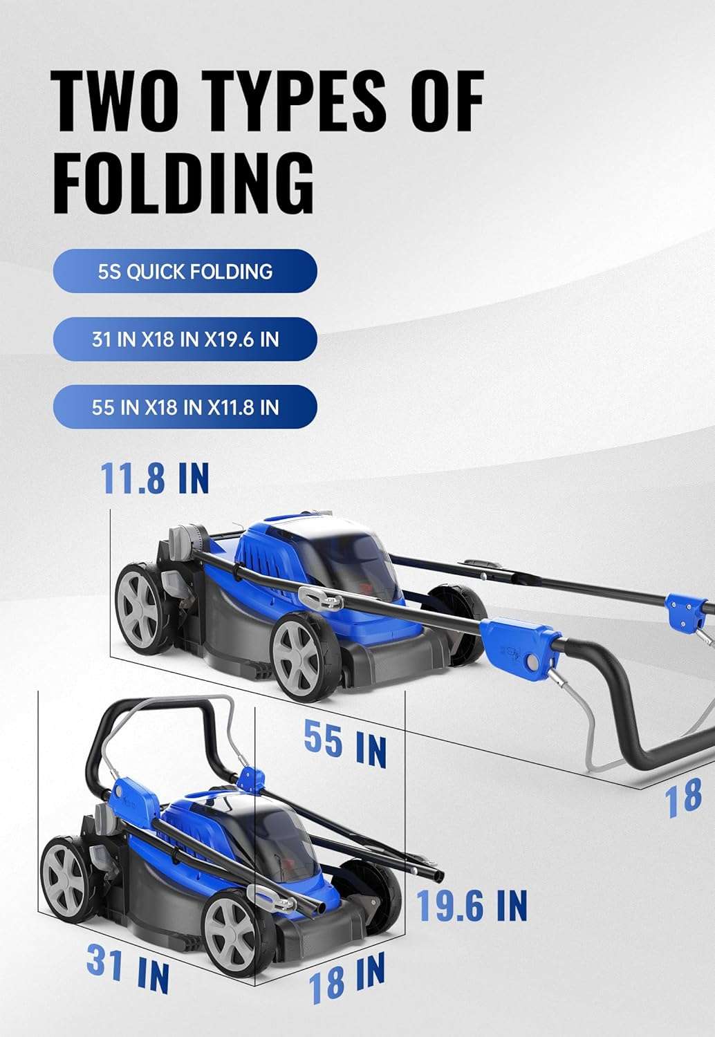 WILD BADGER POWER Lawn Mower 40V Brushless 18 Cordless, 5 Cutting Height Adjustments Electric Lawn Mower, Quickly Folding Within 5’s, 4.0AH Battery - 5