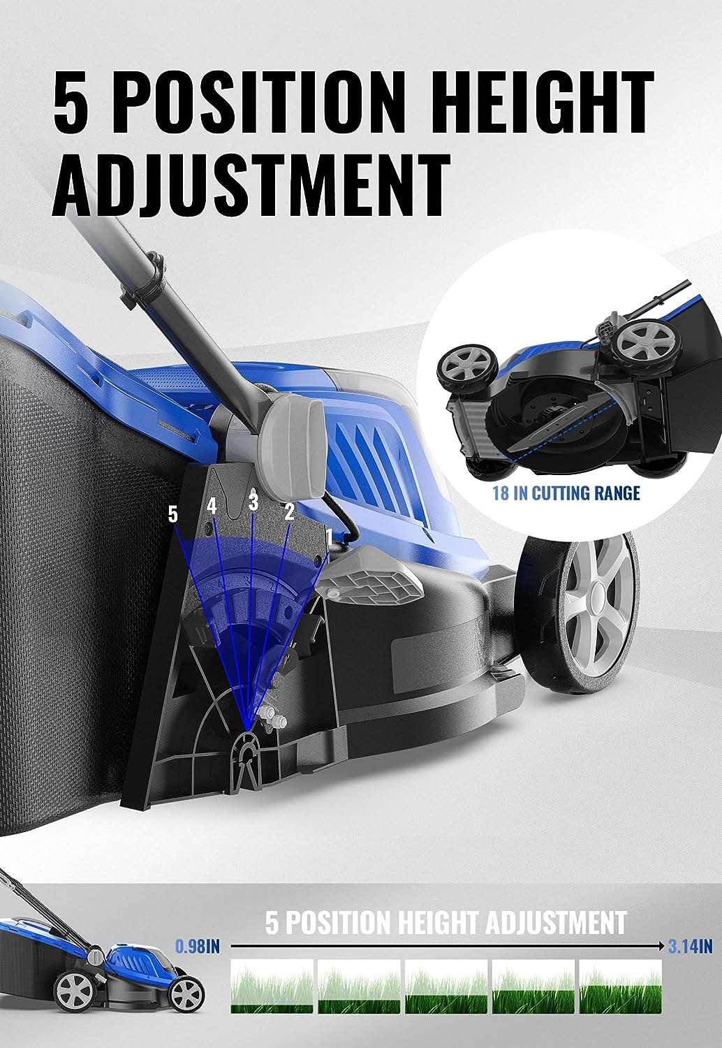 WILD BADGER POWER Lawn Mower 40V Brushless 18 Cordless, 5 Cutting Height Adjustments Electric Lawn Mower, Quickly Folding Within 5’s, 4.0AH Battery - 6