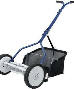 Amazon Basics 18-Inch 5-Blade Push Reel Lawn Mower with Grass Catcher, Blue - 1