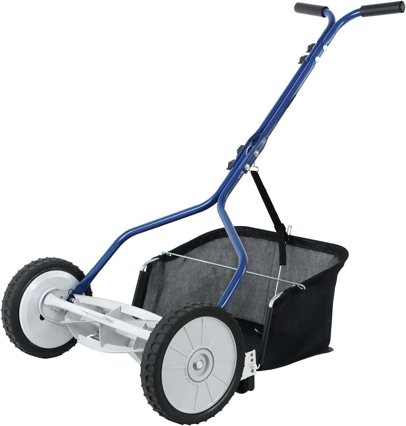 Amazon Basics 18-Inch 5-Blade Push Reel Lawn Mower with Grass Catcher, Blue - 1