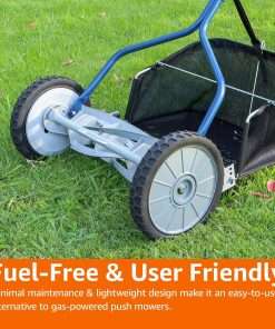 Amazon Basics 18-Inch 5-Blade Push Reel Lawn Mower with Grass Catcher, Blue - 2