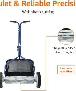 Amazon Basics 18-Inch 5-Blade Push Reel Lawn Mower with Grass Catcher, Blue - 4