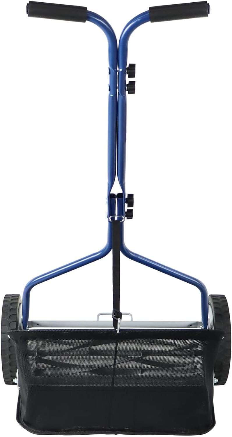 Amazon Basics 18-Inch 5-Blade Push Reel Lawn Mower with Grass Catcher, Blue - 6