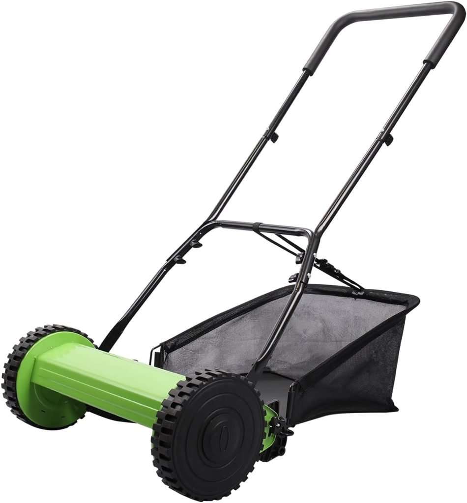 ForesTurf 16-Inch Push Reel Lawn Mower: Eco-Friendly, Precision Steel Blades, Adjustable Heights & Efficient Grass Catcher