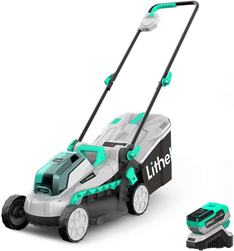 Litheli Cordless Lawn Mower 13 Inch, 5 Heights, 20V Electric Lawn Mowers for Garden, Yard and Farm, with Brushless Motor, 4.0Ah Battery & Charger Included - 1