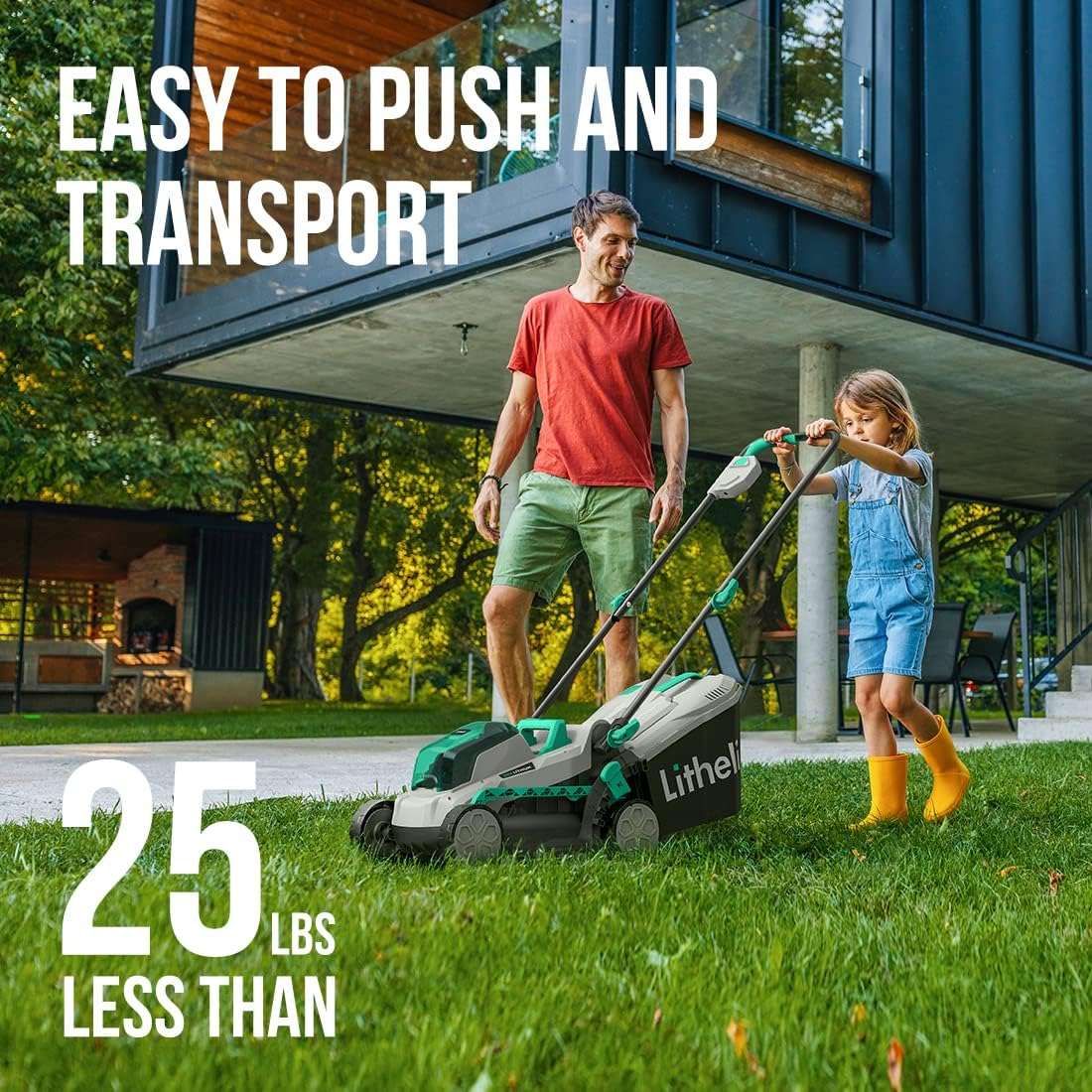 Litheli Cordless Lawn Mower 13 Inch, 5 Heights, 20V Electric Lawn Mowers for Garden, Yard and Farm, with Brushless Motor, 4.0Ah Battery & Charger Included - 5