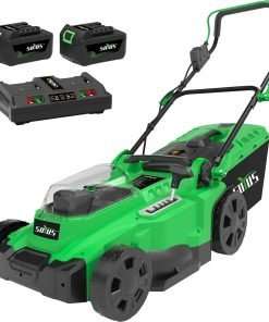 SOYUS Electric Lawn Mower Cordless, 15 Inch 40V Battery Powered Lawn Mower with Brushless Motor, 6 Position Height, Includes 2x4.0Ah Batteries and Dual Port Charger - 1