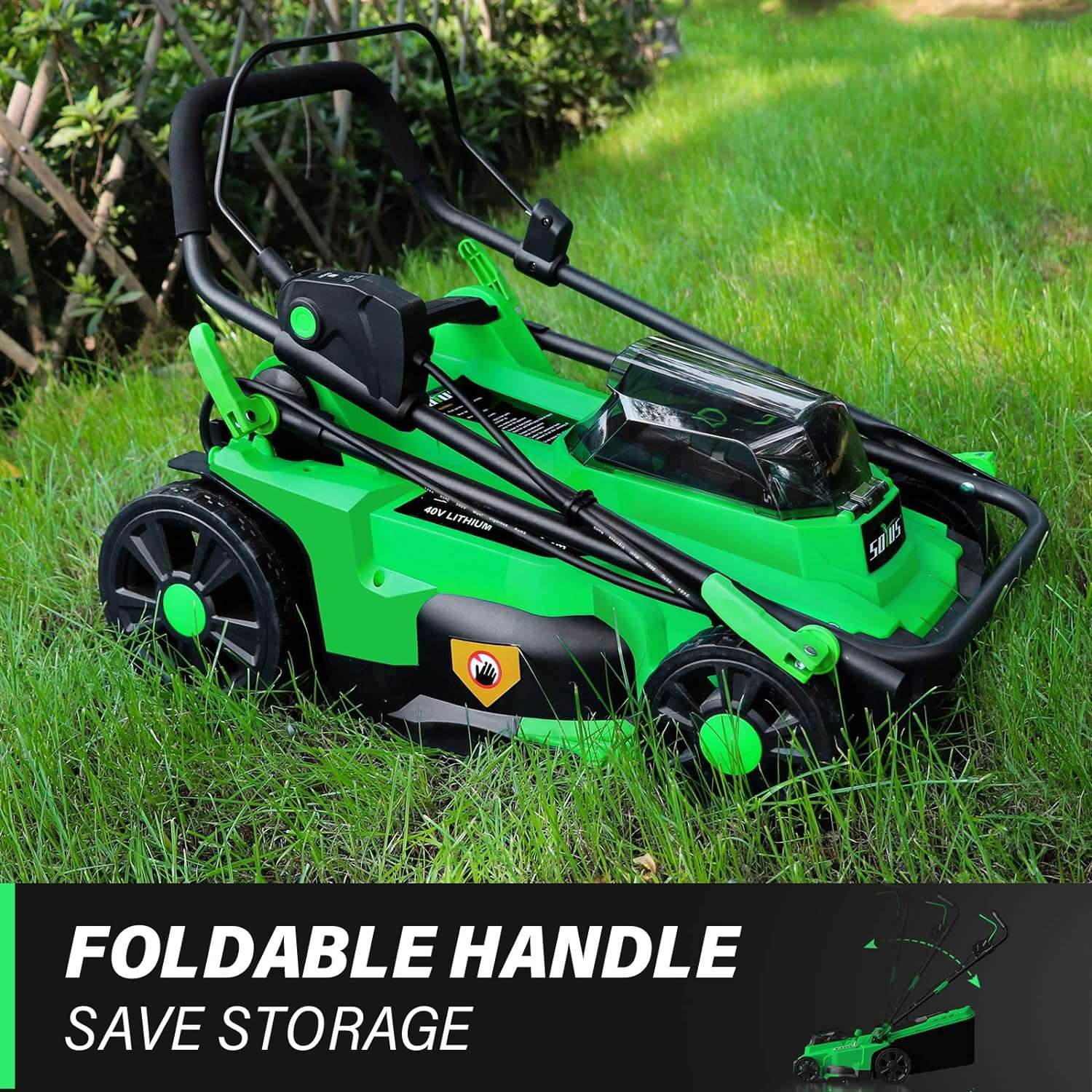 SOYUS Electric Lawn Mower Cordless, 15 Inch 40V Battery Powered Lawn Mower with Brushless Motor, 6 Position Height, Includes 2x4.0Ah Batteries and Dual Port Charger - 3