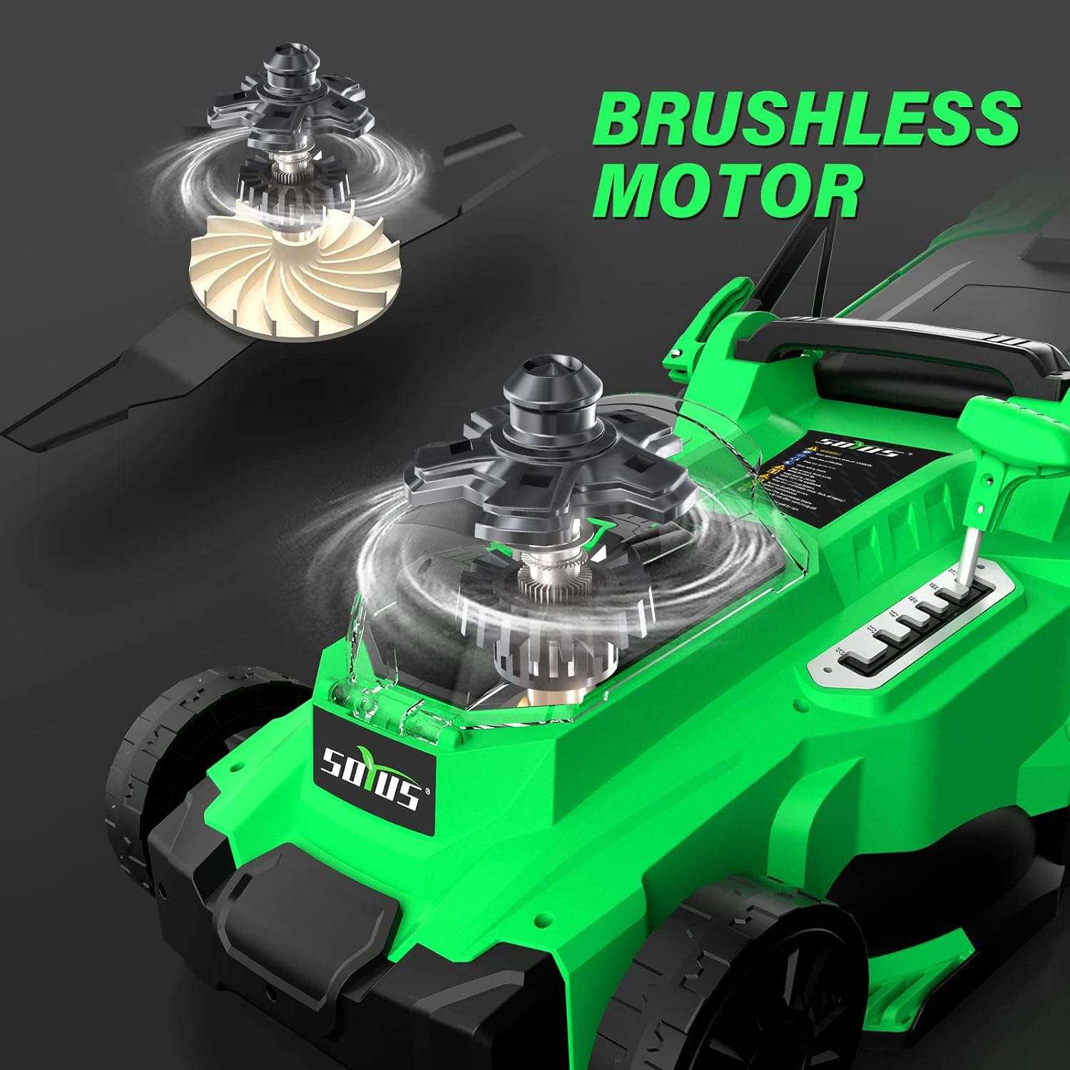 SOYUS Electric Lawn Mower Cordless, 15 Inch 40V Battery Powered Lawn Mower with Brushless Motor, 6 Position Height, Includes 2x4.0Ah Batteries and Dual Port Charger - 5