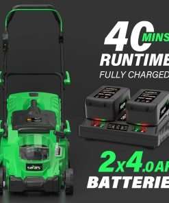SOYUS Electric Lawn Mower Cordless, 15 Inch 40V Battery Powered Lawn Mower with Brushless Motor, 6 Position Height, Includes 2x4.0Ah Batteries and Dual Port Charger - 6