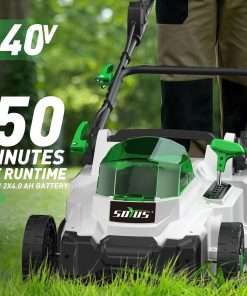 SOYUS Electric Lawn Mower Cordless, 40V 15 Inch Battery Powered Push Lawn Mower with Brushless Motor, 6-Postion Height Adjustment, 2x4.0Ah Batteries & Charger Included - 2