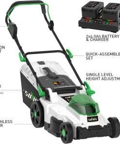 SOYUS Electric Lawn Mower Cordless, 40V 15 Inch Battery Powered Push Lawn Mower with Brushless Motor, 6-Postion Height Adjustment, 2x4.0Ah Batteries & Charger Included - 7