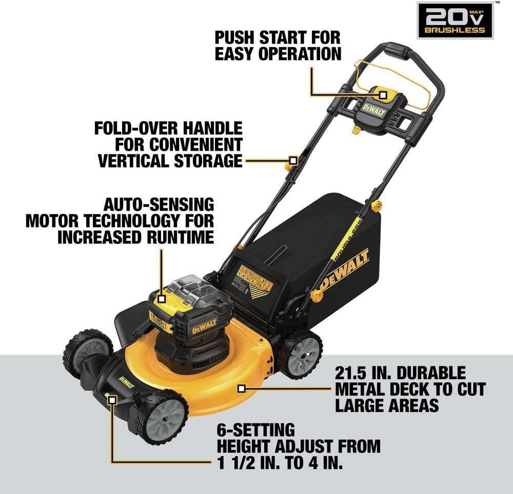 DEWALT 20V MAX Lawn Mower, Cordless, 21.5in. Brushless with Battery & Charger (DCMWP233U2) - 5