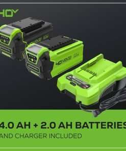 Greenworks 40V 16 Brushless Cordless (Push) Lawn Mower + Blower (350 CFM) + 13 String Trimmer (Bonus Spools), 4.0Ah + 2.0Ah Battery and Charger Included - 11