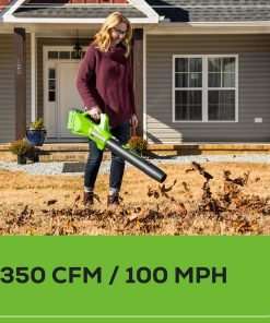 Greenworks 40V 16 Brushless Cordless (Push) Lawn Mower + Blower (350 CFM) + 13 String Trimmer (Bonus Spools), 4.0Ah + 2.0Ah Battery and Charger Included - 8