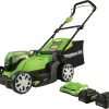 Greenworks 48V (2 x 24V) 17 Cordless (Push) Lawn Mower (125+ Compatible Tools), (2) 4.0Ah Batteries and Dual Port Rapid Charger Included - 1