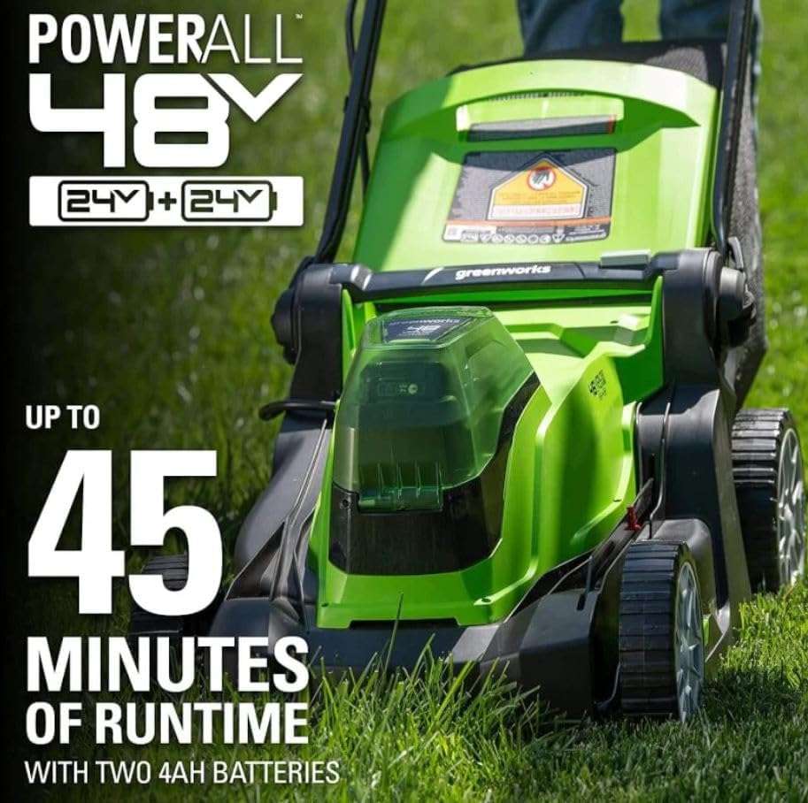 Greenworks 48V (2 x 24V) 17 Cordless (Push) Lawn Mower (125+ Compatible Tools), (2) 4.0Ah Batteries and Dual Port Rapid Charger Included - 11