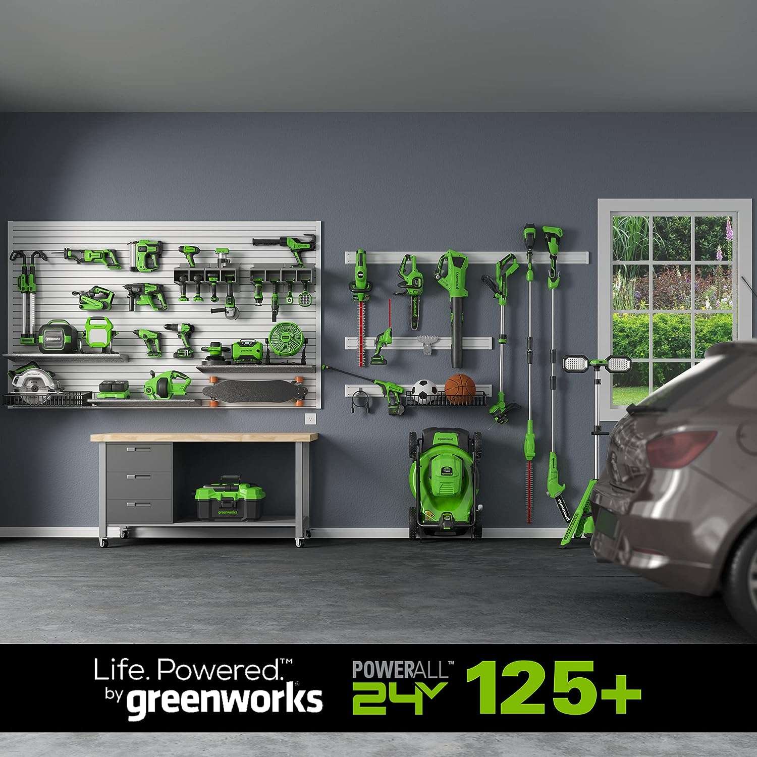 Greenworks 48V (2 x 24V) 17 Cordless (Push) Lawn Mower (125+ Compatible Tools), (2) 4.0Ah Batteries and Dual Port Rapid Charger Included - 3