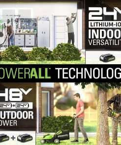 Greenworks 48V (2 x 24V) 17 Cordless (Push) Lawn Mower (125+ Compatible Tools), (2) 4.0Ah Batteries and Dual Port Rapid Charger Included - 9