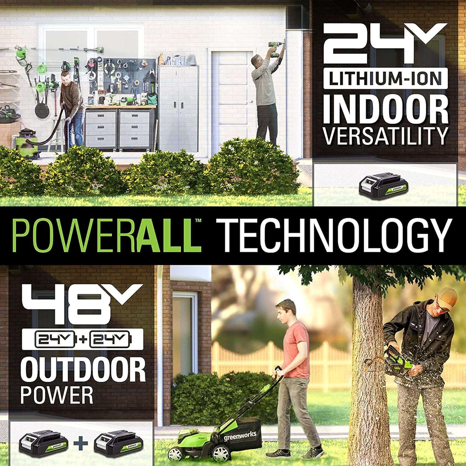 Greenworks 48V (2 x 24V) 17 Cordless (Push) Lawn Mower (125+ Compatible Tools), (2) 4.0Ah Batteries and Dual Port Rapid Charger Included - 9