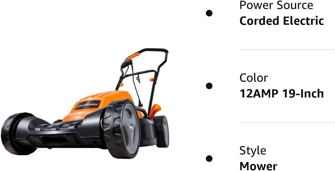 LawnMaster ME1218X Electric Lawn Mower 12AMP 19-Inch - 8