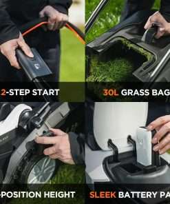 Litheli Cordless Lawn Mower 13 Inch, 5 Heights Adjustment, U20 Series 20V Electric Lawn Mowers for Garden, Yard and Farm, Light-Weight with Brushless Motor, 4.0Ah Portable Battery Included - 3