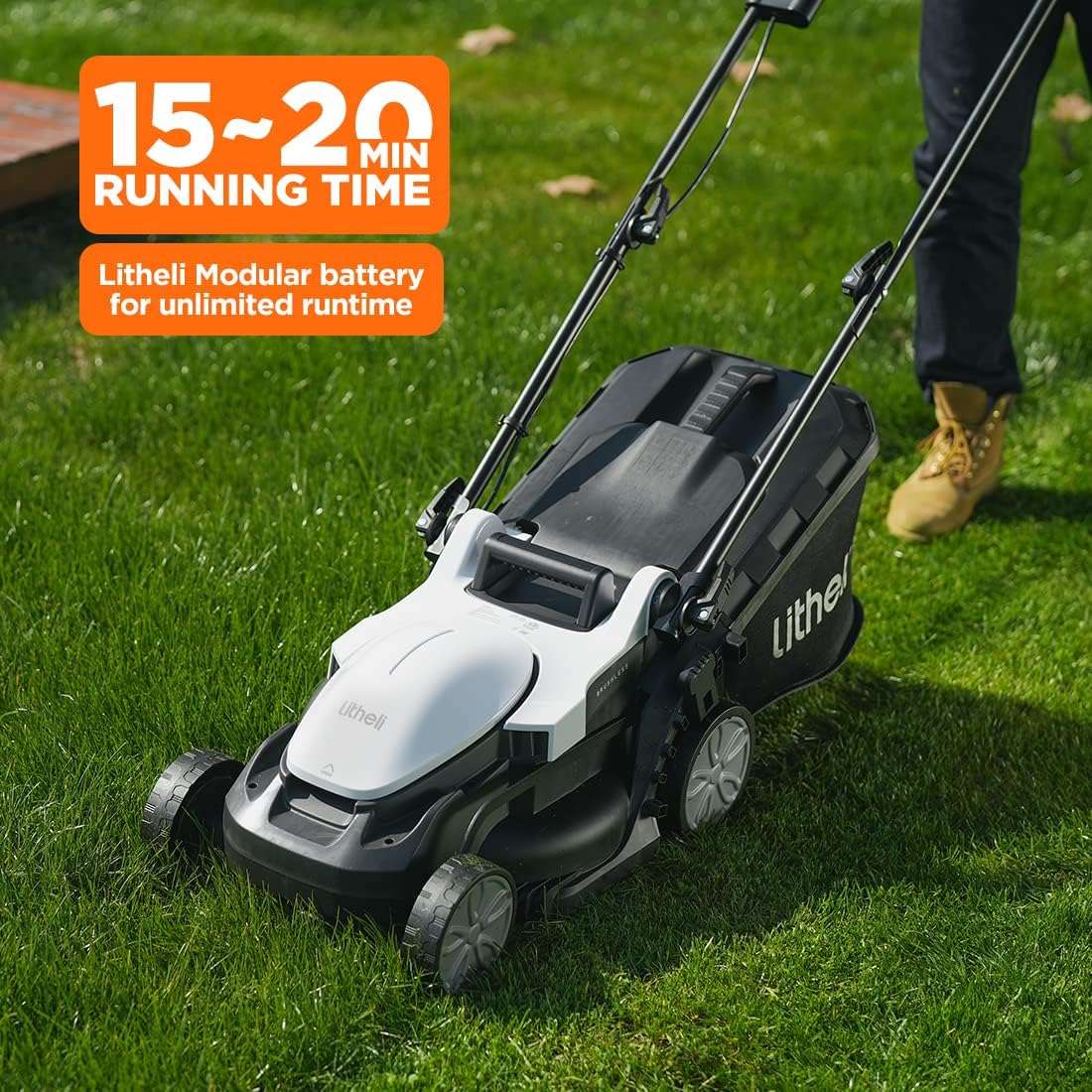Litheli Cordless Lawn Mower 13 Inch, 5 Heights Adjustment, U20 Series 20V Electric Lawn Mowers for Garden, Yard and Farm, Light-Weight with Brushless Motor, 4.0Ah Portable Battery Included - 4
