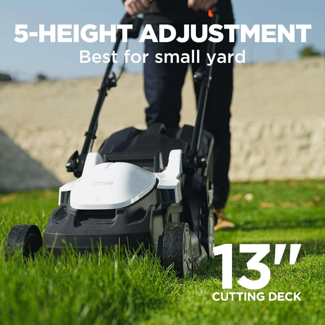Litheli Cordless Lawn Mower 13 Inch, 5 Heights Adjustment, U20 Series 20V Electric Lawn Mowers for Garden, Yard and Farm, Light-Weight with Brushless Motor, 4.0Ah Portable Battery Included - 6