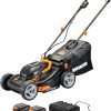 Worx 40V 17 Cordless Lawn Mower for Small Yards, 2-in-1 Battery Lawn Mower Cuts Quiet, Compact & Lightweight Push Lawn Mower with 7-Position Height Adjustment - 1