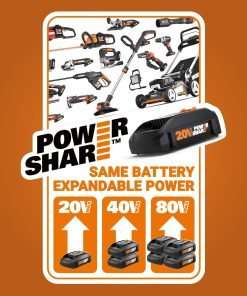 Worx 40V 17 Cordless Lawn Mower for Small Yards, 2-in-1 Battery Lawn Mower Cuts Quiet, Compact & Lightweight Push Lawn Mower with 7-Position Height Adjustment - 2